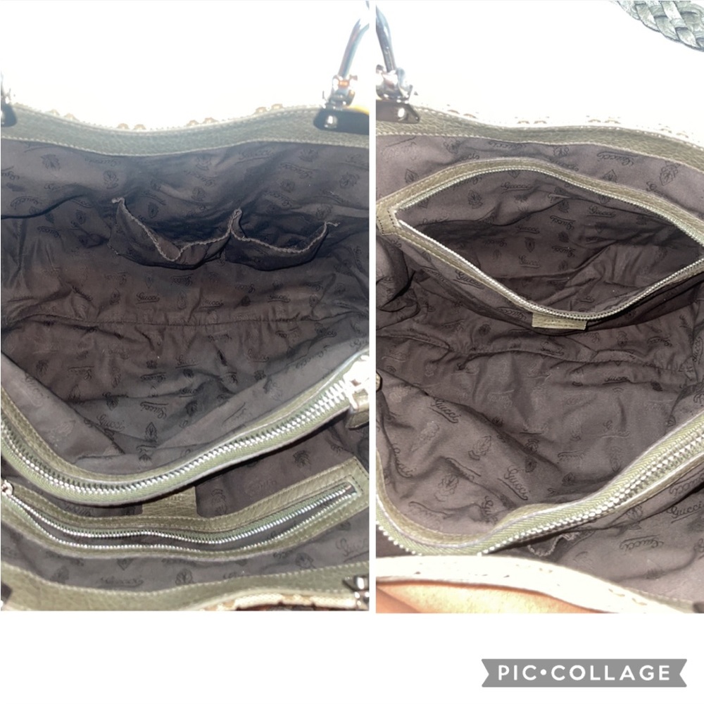 Gucci Monogram GG Canvas Leather Bamboo Bar Large Shoulder Tote & Folio Wallet - Picture 12 of 17